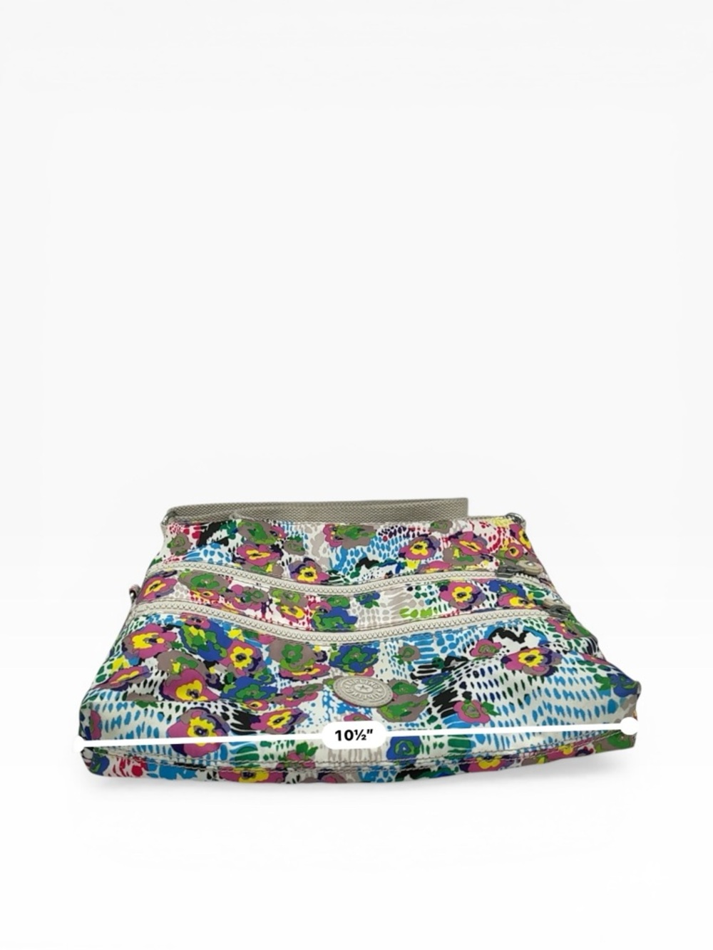 Kipling Alvar Colorful Daisy Dance Nylon Crossbody Bag with Gray Strap - Picture 8 of 11